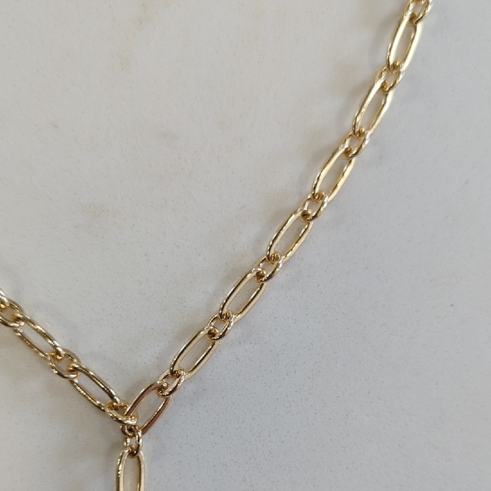 Ann Taylor Gold Link Lariat Necklace with Ring Drop - Picture 8 of 8